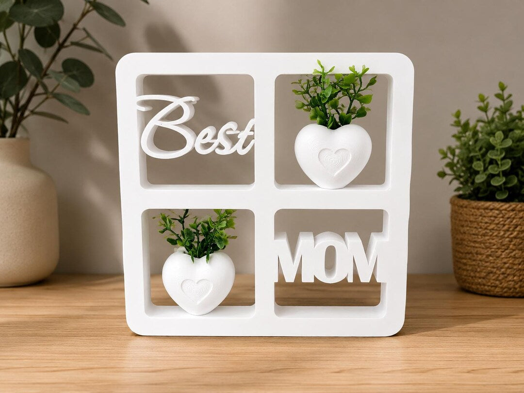 Support mural Meilleure Maman avec vases intégrés